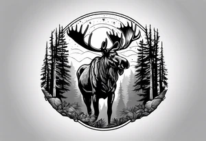 moose mountain forest tattoo idea