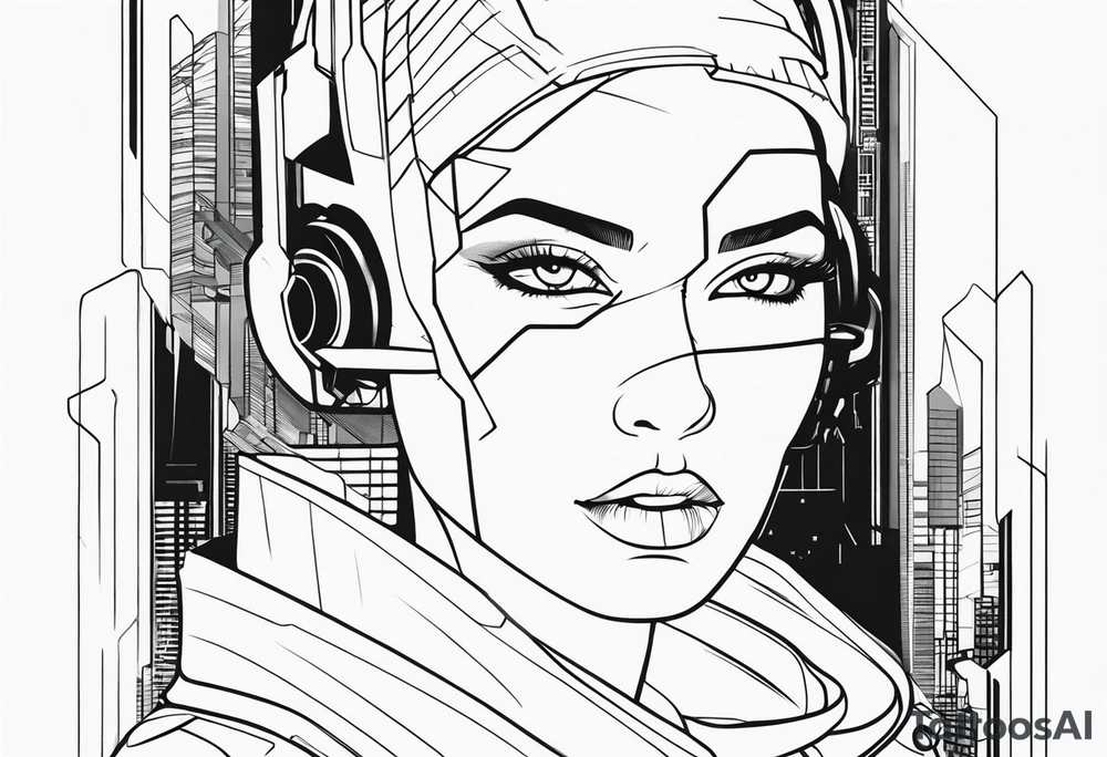 fine line. cyberpunk tattoo idea