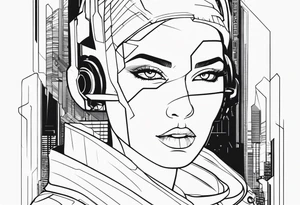 fine line. cyberpunk tattoo idea