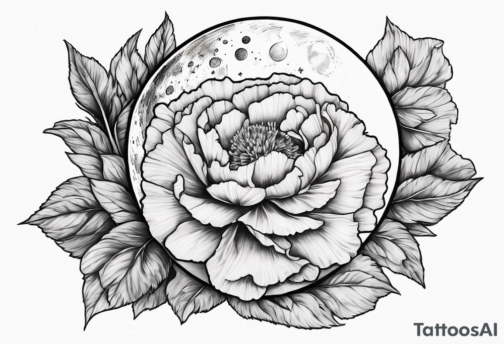 Moon and carnation tattoo idea
