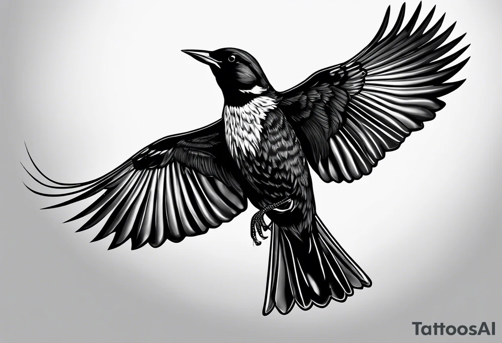 Redwing Blackbird in flight 
for Back tattoo idea