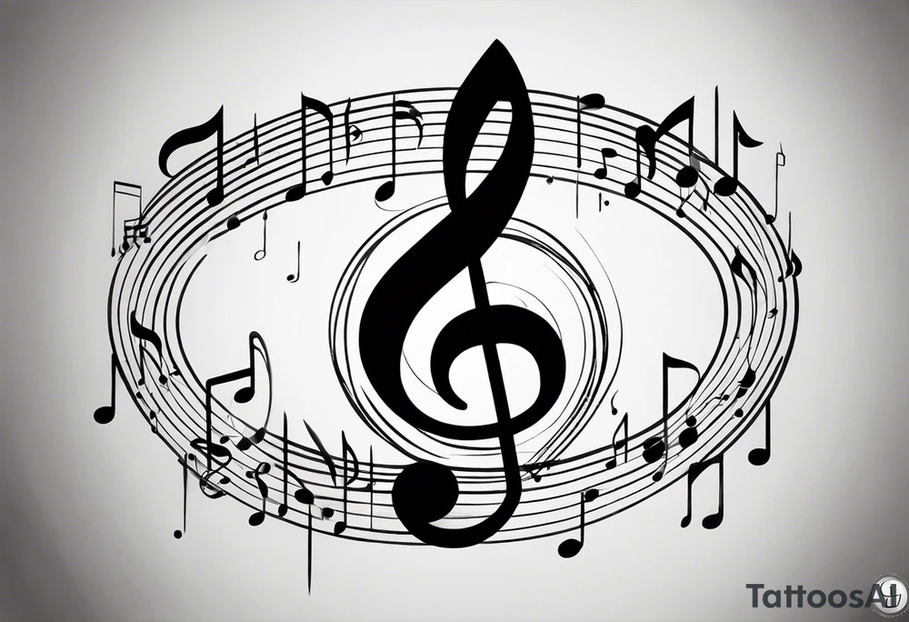 Simple minimalist tattoo in the style of single needle art depicting musical notes in the shape of letters “l” and “r” tattoo idea