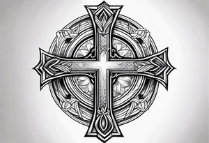 religious theme tatto with 3 crosses tattoo idea