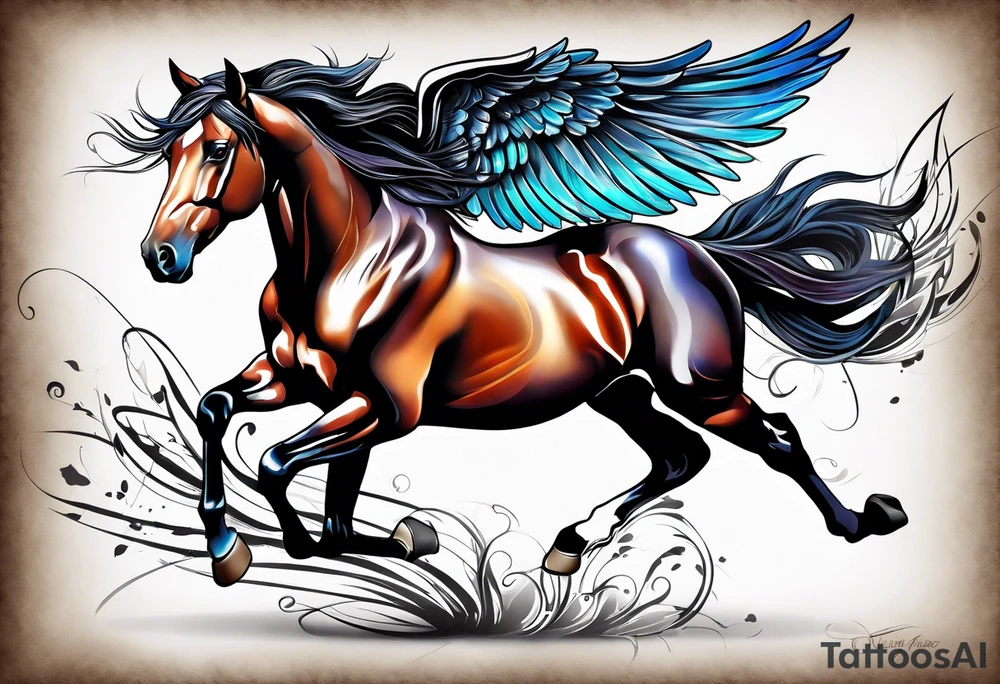 Horse with wings tattoo idea