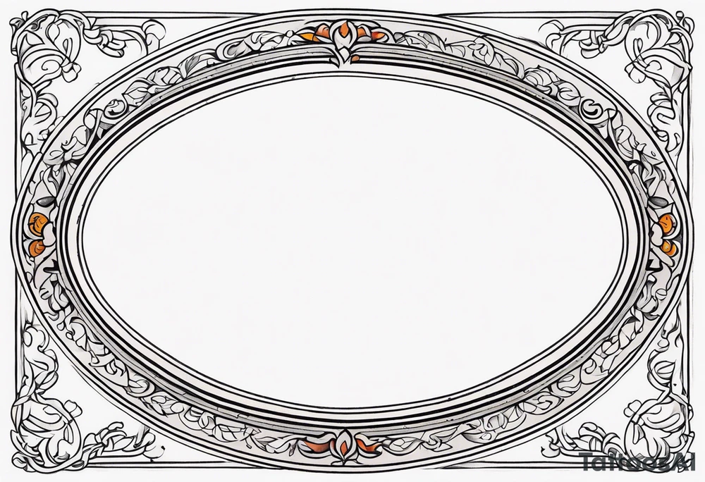 orante oval border tattoo idea
