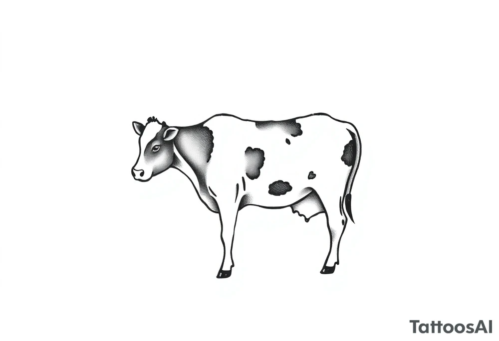 small black and white patched cow tattoo idea