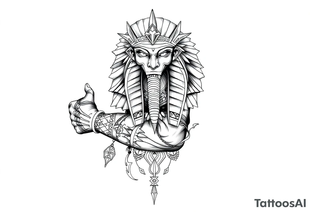 Egyptian theme . Add more elements. I have Egyptian symbols also so I want to connect them tattoo idea