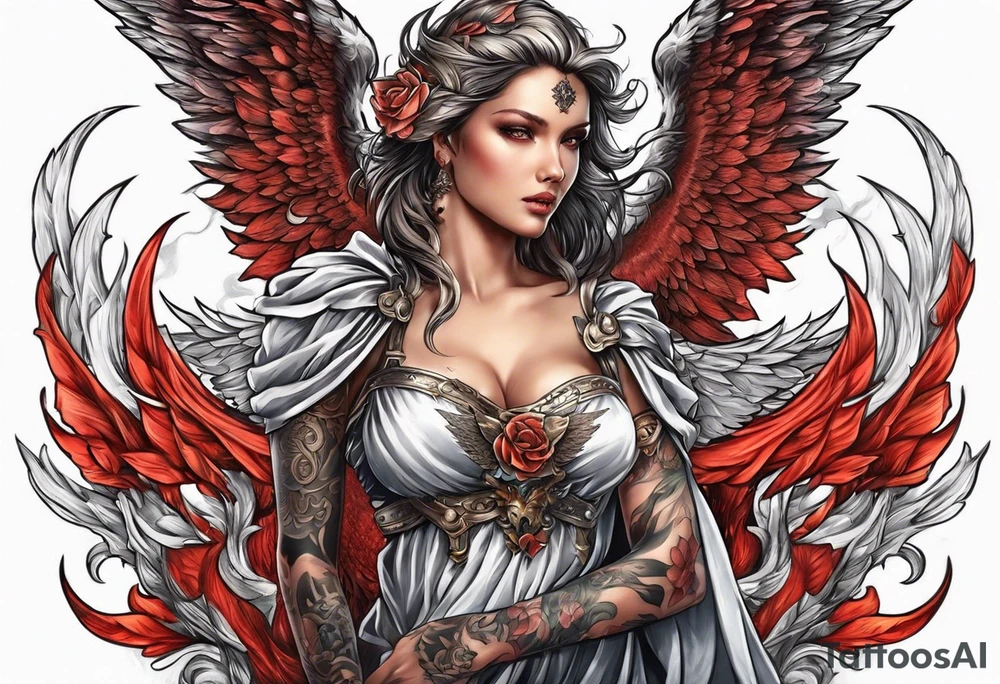 Angel with devil fighting back tattoo design tattoo idea