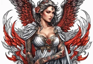 Angel with devil fighting back tattoo design tattoo idea