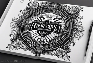 Book cover with "Howard 22.07.1937 - 23.03.2023" and a pen.  No photo on the book, just the words. tattoo idea
