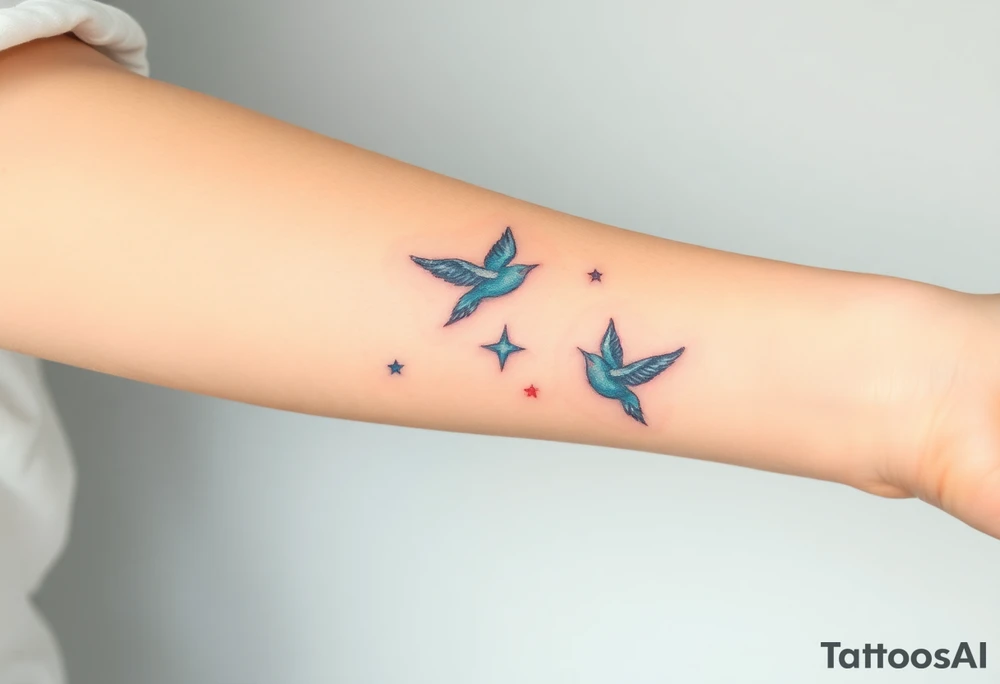 birds flying to the stars tattoo idea