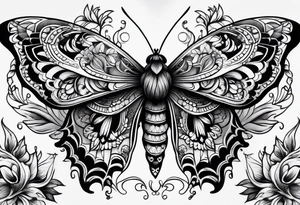 dark moth little pattern tattoo idea