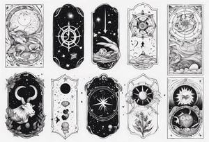 night sky, showing zodiac sign for Pisces and Taurus. upper arm sleeve tattoo tattoo idea