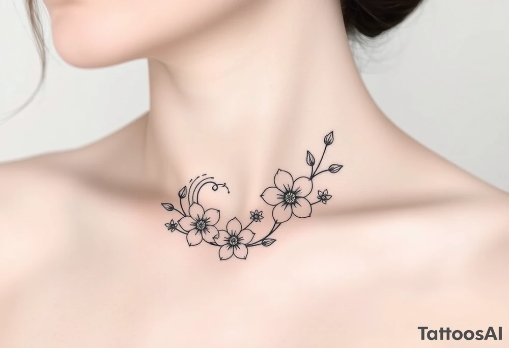 Waves, summer, flowers tattoo idea