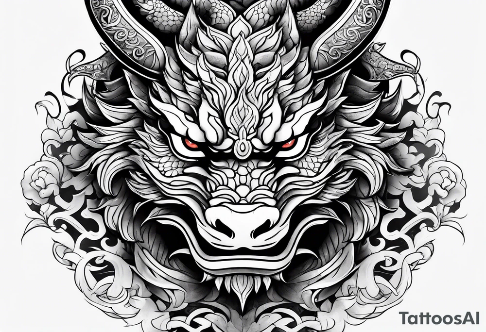 firedragon mask tattoo idea