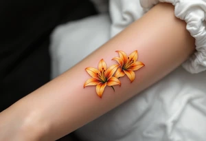 Orange and yellow glowing lilies tattoo idea