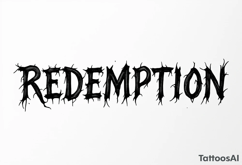 REDEMPTION  in handwritten, cursive, bold tattoo idea