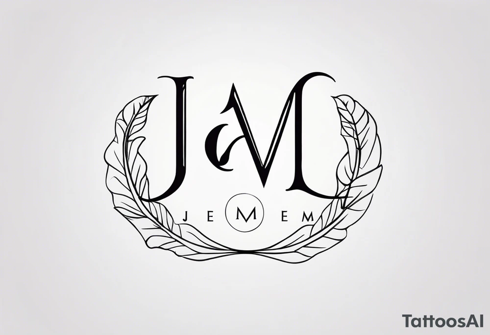 Monogram design that is simple and text only with the letter “JEM” tattoo idea