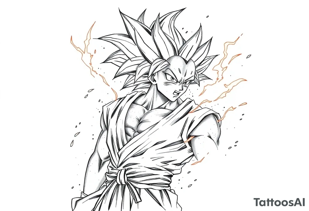 legendary dragonball z scene with energy aura and power effects tattoo idea