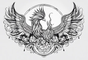minimalist pheonix with long tail curling tattoo idea