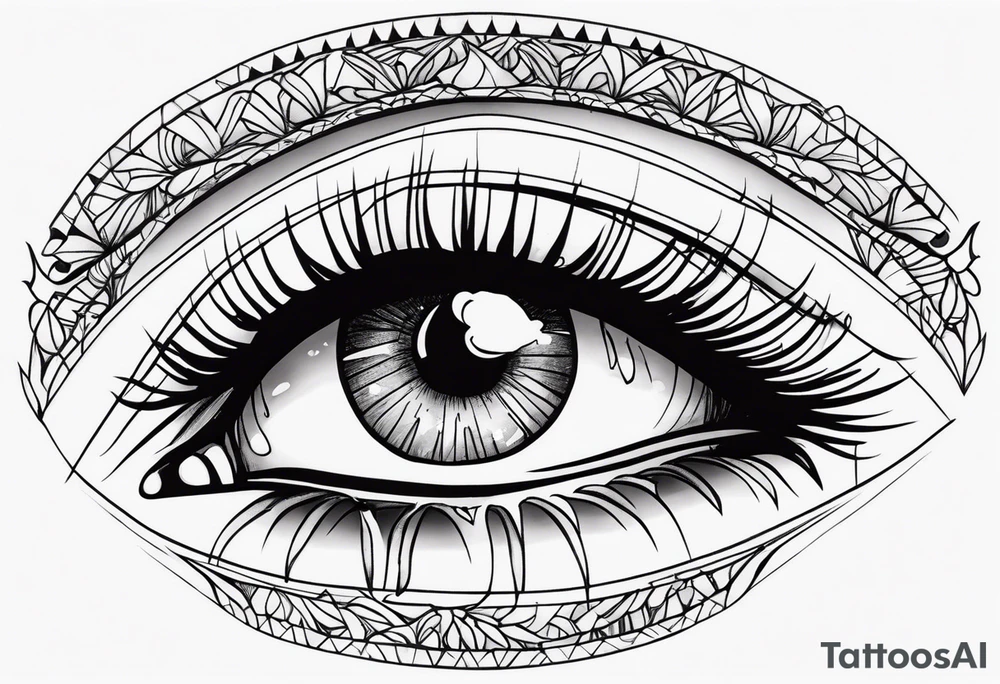 Sad girl Gothic eyes rolled back stigmata tattoo idea