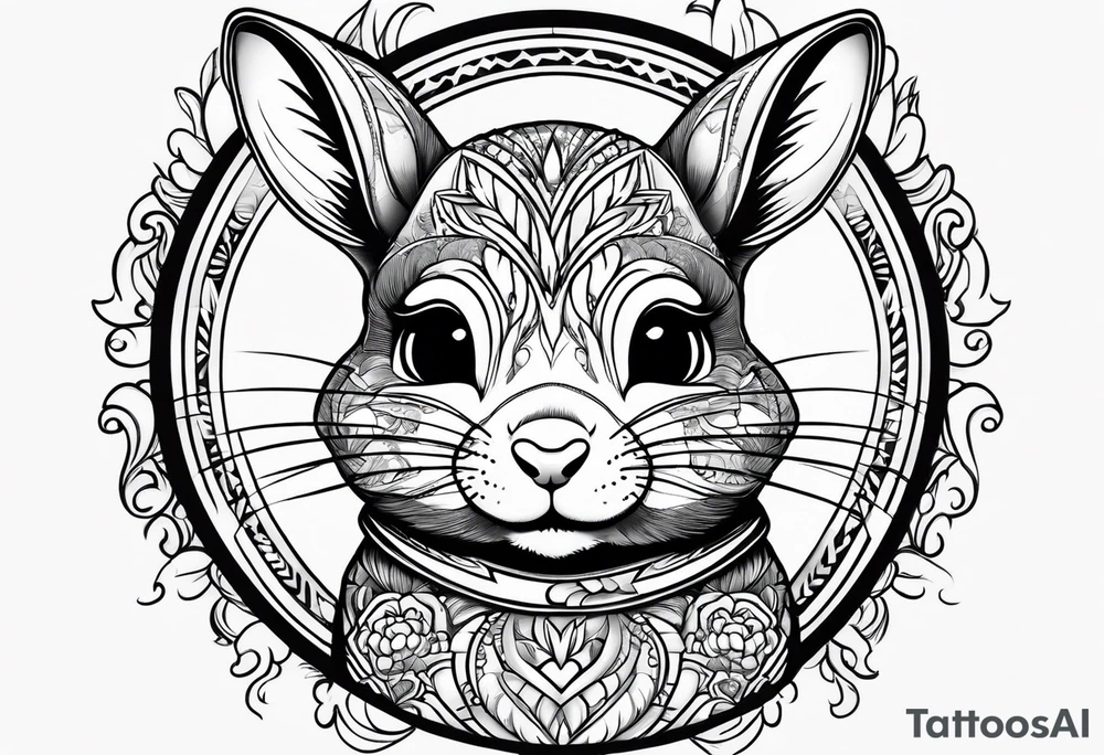 Cute sassy Chinchilla without flowers tattoo idea