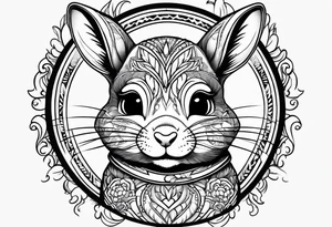 Cute sassy Chinchilla without flowers tattoo idea