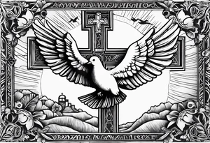 A Cross with doves in the rays of sun with the date 08/21/2024 in Roman numerals in it with Bible verse
Jeremiah 29:11 tattoo idea