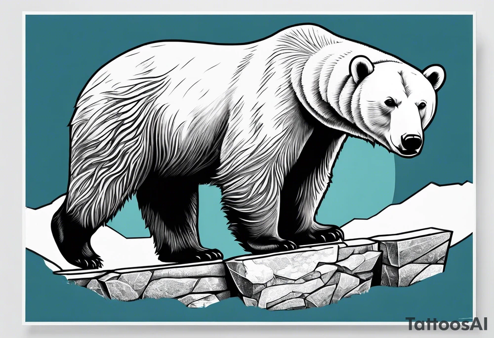 polar bear working in a bank tattoo idea