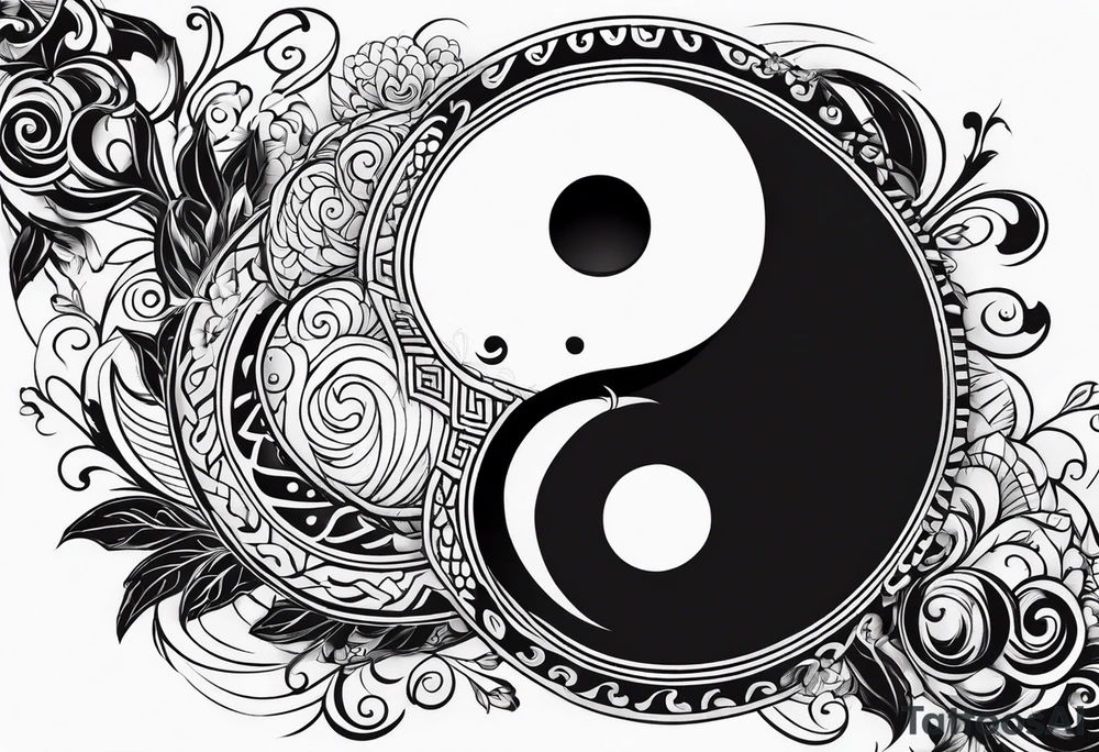 Ying yang with tribal tattoo idea