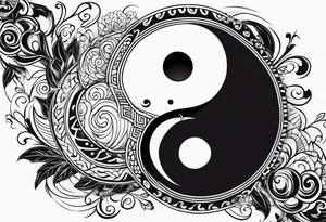 Ying yang with tribal tattoo idea