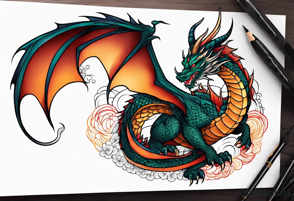 Dragon japanese for sleeve tattoo idea