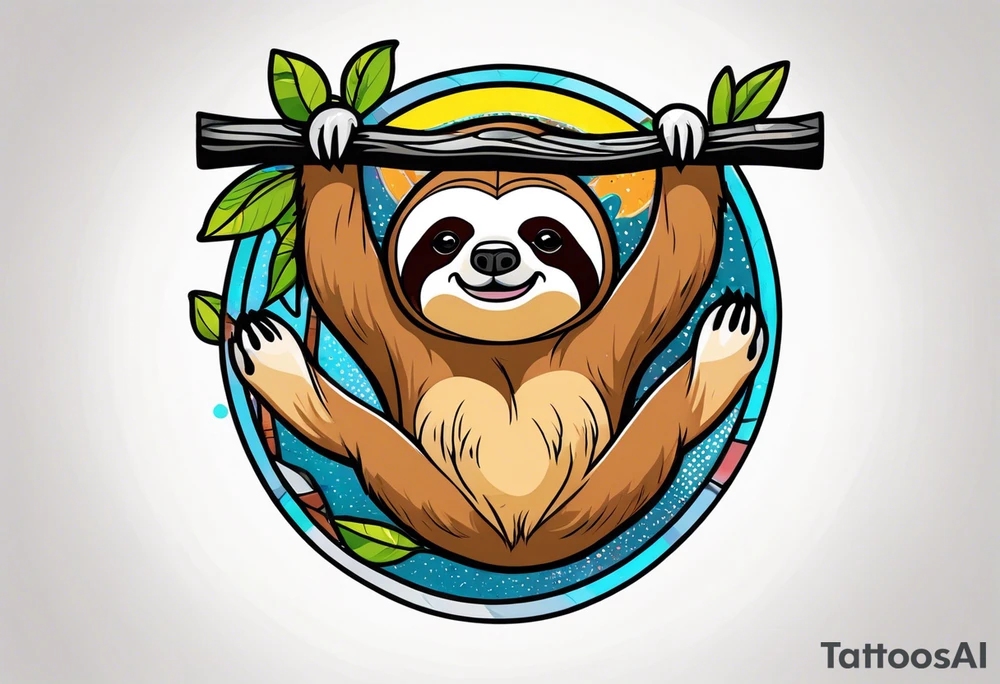 Hanging sloth tattoo idea