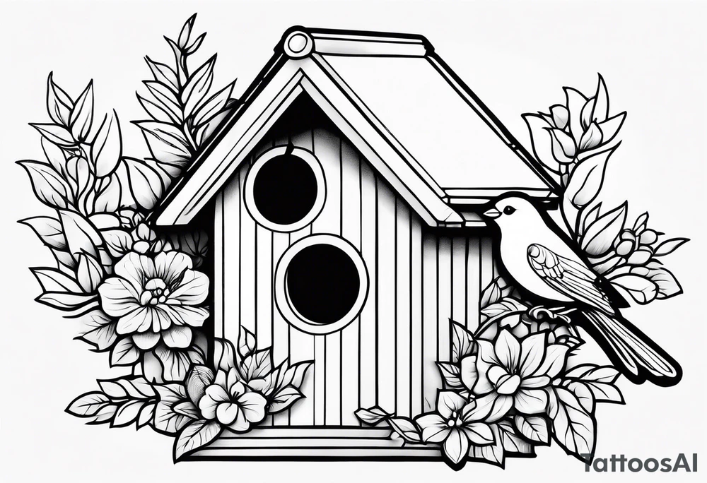 Bird house outline. Simple tattoo idea