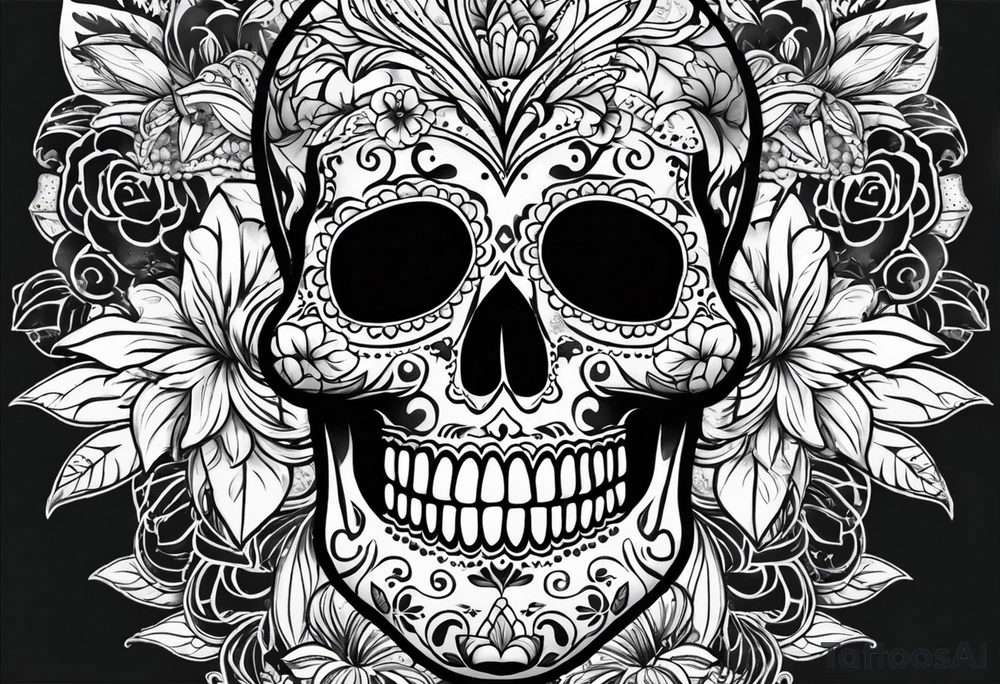 Day of the dead by itself skull with shading tattoo idea