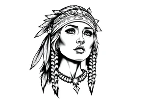 Female Native American with headband tattoo idea