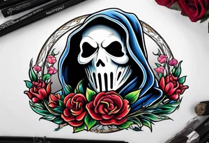 Ghostface holding flowers tattoo idea