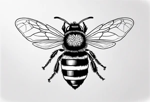 Small tattoo. There’s a hydrangea and a bee but they are not touching. The bee is small and to the left of the hydrangea. tattoo idea