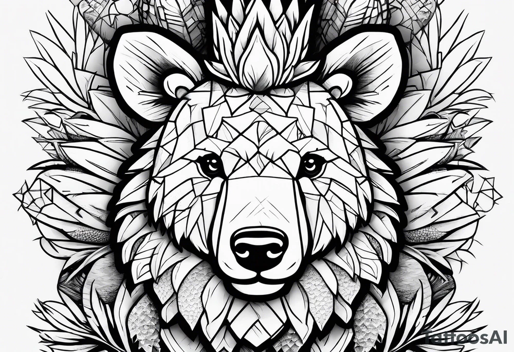 Cute pineapple bear tattoo idea