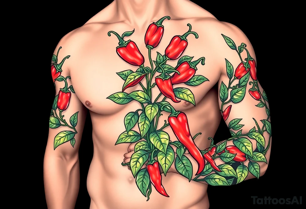 Super hot pepper plants tattoo idea
