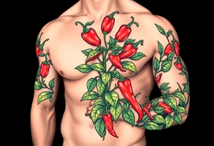 Super hot pepper plants tattoo idea
