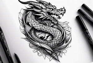 dragon wraps around dagger tattoo idea