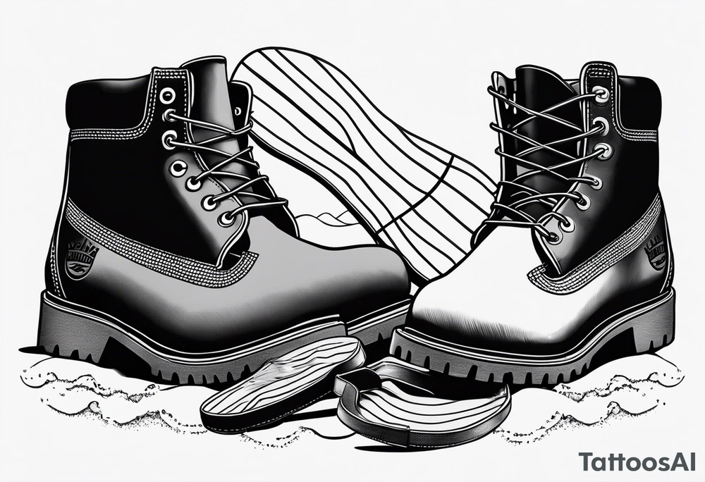 Keep it simple. A pair of Timberlands next to a pair of flip flops on the Beach. tattoo idea