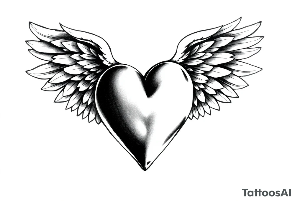 Heart and angel wings tattoo idea
