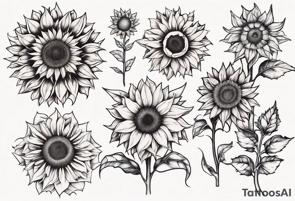 Seven sunflowers tattoo idea