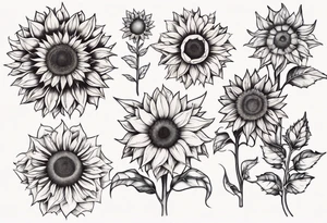 Seven sunflowers tattoo idea