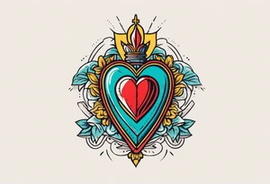 sacred heart vintage traditional tattoo simple sketch old school bold colors with banner christian tattoo idea