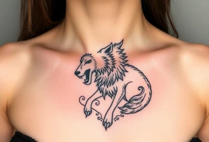 A  wolf snarling as a sheep  mystical creature tattoo idea