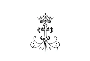 a flor de lis with a crown and a cross inside the flor de lis tattoo idea