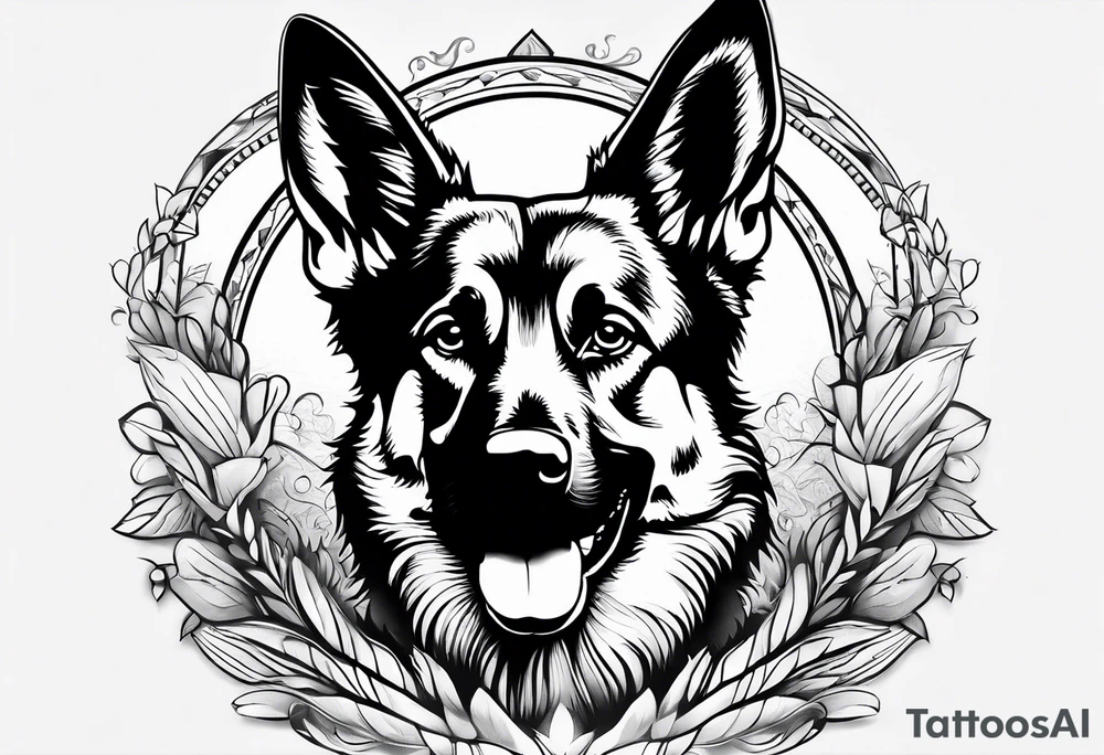 German shepherd dog walking away tattoo idea